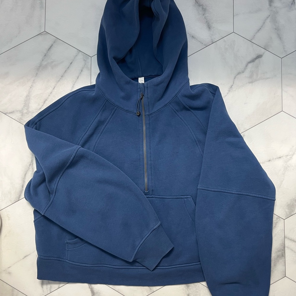 Lululemon athletica women’s oversized cropped Half-Zip Hoodie in Pitch Blue